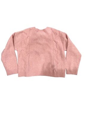 Mango Girls Pink Cable Knit Crewneck Sweater